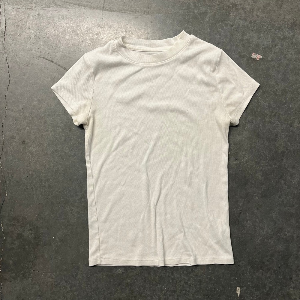 A New Day White Ribbed Short Sleeve Crew Neck T-Shirt Size XS